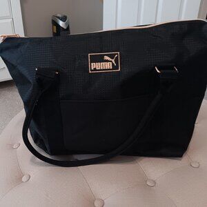 Puma Black Tote Bag with Rose Gold Accents